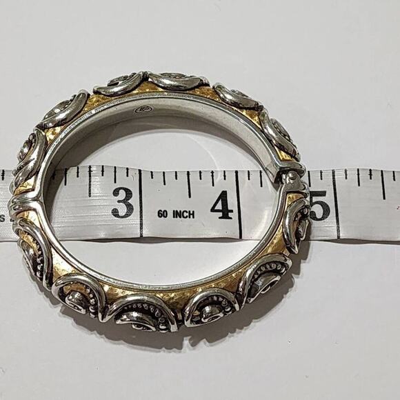 Brighton retired Love Story mixed metals hinged bangle bracelet - Picture 7 of 7